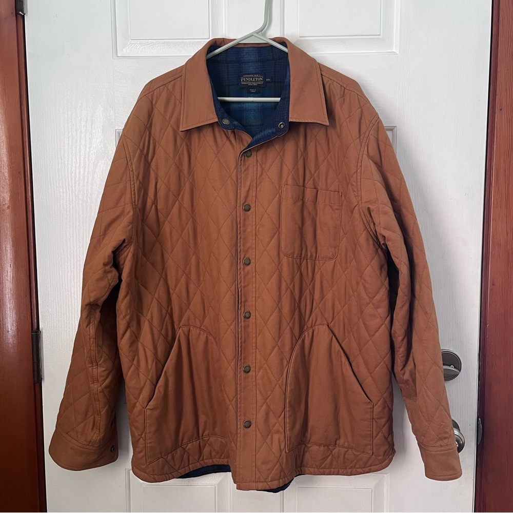 Pendleton Quilted Reversible Tan and Plaid Canvas Jacket XXL